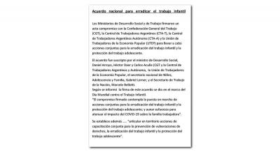 Acuerdo nacional para erradicar el trabajo infantil