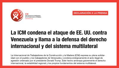 La ICM condena el ataque de EE. UU. contra Venezuela y llama a la defensa del derecho internacional y del sistema multilateral