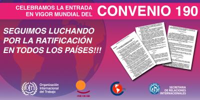 La Secretaria de Relaciones Internacionales de la CGT-RA apoya las campañas de la OIT y el movimiento sindical internacional por la ratificación del Convenio 190.