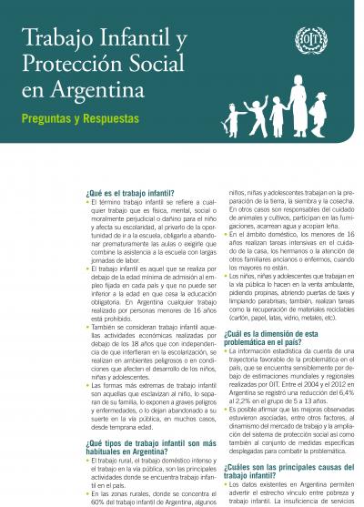 Trabajo Infantil y Protecci&oacute;n Social en Argentina Preguntas y Respuestas