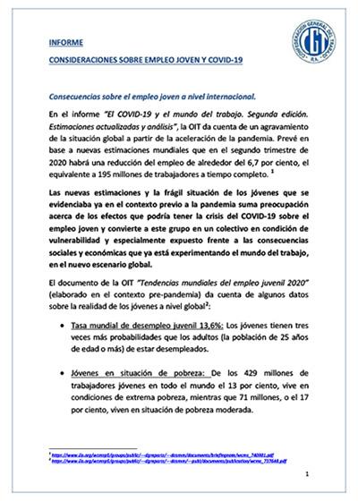 Informe sobre empleo joven y COVID 19.
