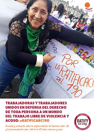 Trabajadores y trabajadores unidos en defensa del derecho de toda persona a un mundo del trabajo libre de violencia y acoso