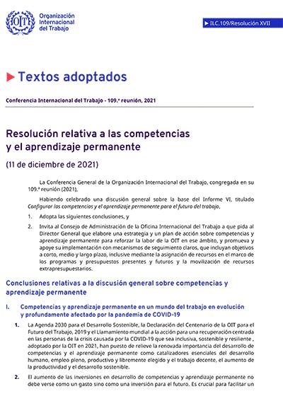 Resoluci&oacute;n relativa a las competencias y el aprendizaje permanente - OIT